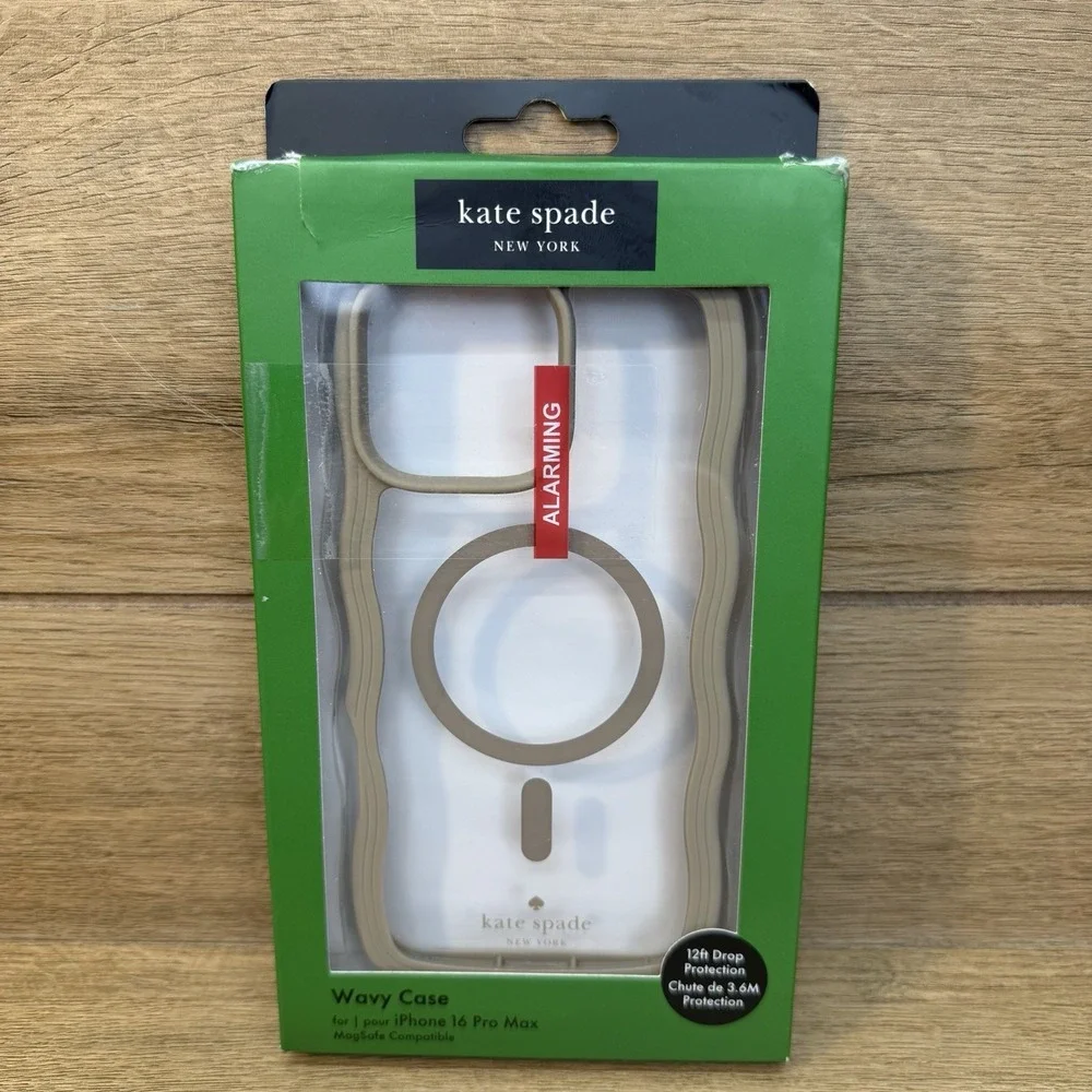 KATE SPADE Protective Case Magsafe For IPHONE 16 Pro Max Wavy Tan Clear New